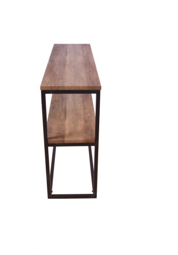 VENTURE DESIGN Rise sidebord, m. 1 hylle - teakfarget papirlaminat og sort stl (110x30)