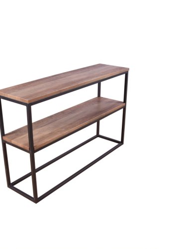 VENTURE DESIGN Rise sidebord, m. 1 hylle - teakfarget papirlaminat og sort stl (110x30)