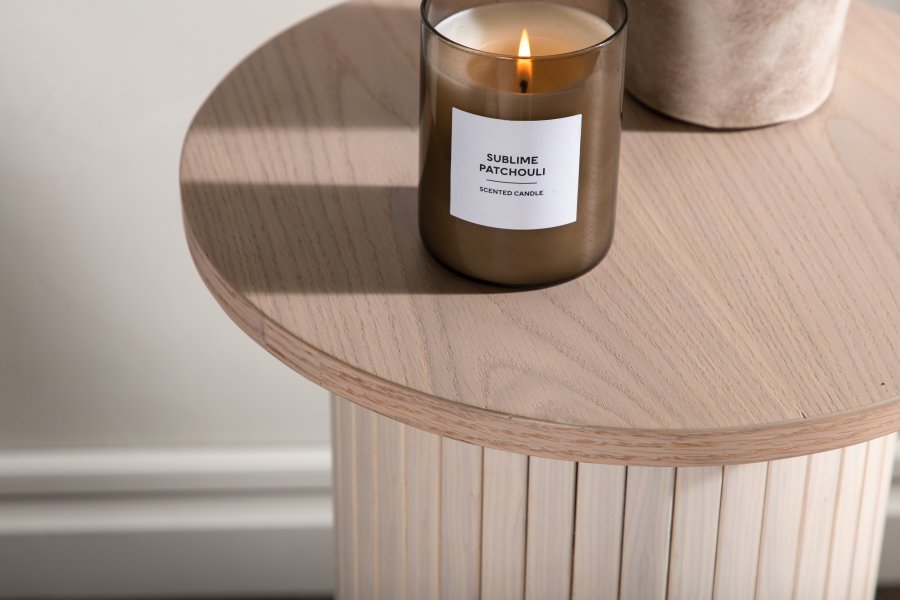 VENTURE DESIGN Bianca sidebord, rundt - hvitkalket finer (40)