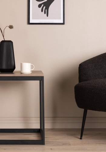 VENTURE DESIGN Arbor sidebord, firkantet - mrkebrun MDF og svart stl (50x50)