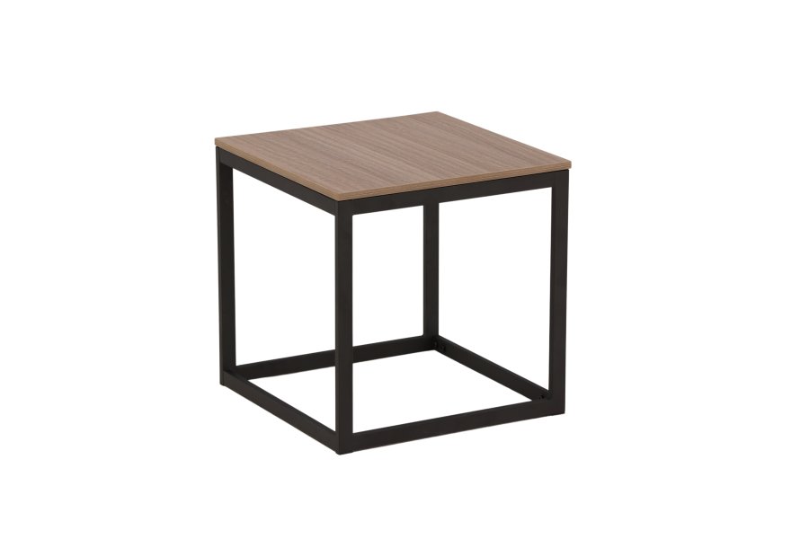 VENTURE DESIGN Arbor sidebord, firkantet - mrkebrun MDF og svart stl (50x50)