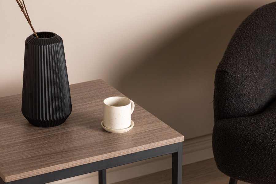 VENTURE DESIGN Arbor sidebord, firkantet - mrkebrun MDF og svart stl (50x50)