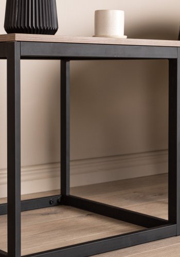 VENTURE DESIGN Arbor sidebord, firkantet - mrkebrun MDF og svart stl (50x50)