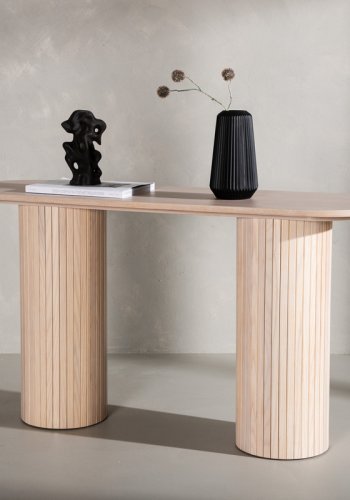 VENTURE DESIGN Bianca konsollbord, ovalt - hvitkalket finer (130x40)