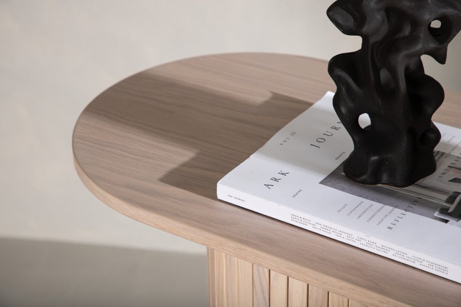 VENTURE DESIGN Bianca konsollbord, ovalt - hvitkalket finer (130x40)