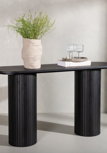 VENTURE DESIGN Bianca konsollbord, ovalt - svart finer (130x40)