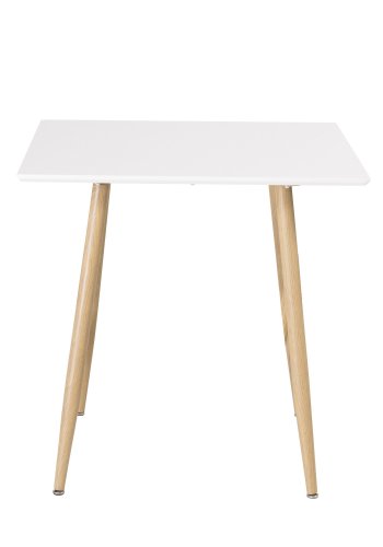 VENTURE DESIGN Polar spisebord, firkantet - hvit MDF og stl i eikelook (75x75)