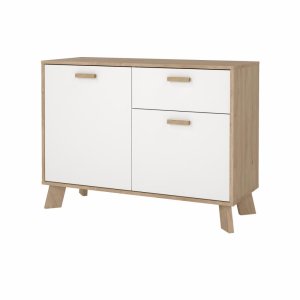 TVILUM Ikast Sknk 2 lger + 1 skuffe, Jackson Hickory/Hvid, 98,7 x 39,1 x 73 cm