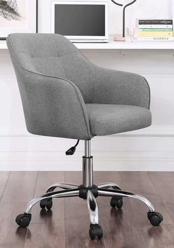 SONGMICS OBG019G01 kontorstol, m. arml�n, hjul, h�jdejusterbar - gr� imiteret h�r og st�l