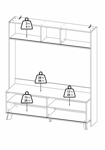 TVILUM Ikast TV-Wand mit 2 Schiebetüren, Jackson Hickory/Weiß, 158,7 x 48,35 x 180,9 cm