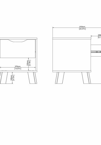 TVILUM Ikast Nachttisch 1 Schublade, Jackson Hickory / Weiß, 40,2 x 39,8 x 47,4 cm