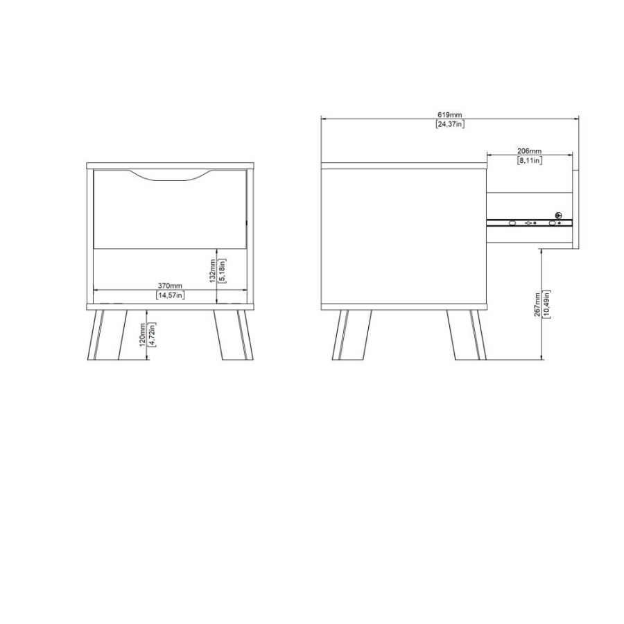 TVILUM Ikast Nachttisch 1 Schublade, Jackson Hickory / Weiß, 40,2 x 39,8 x 47,4 cm
