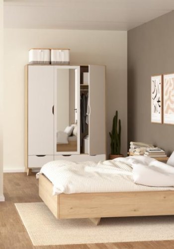 TVILUM Ikast Bett 160x200, Jackson Hickory / Wei�, 169,8 x 216 x 0.97 cm