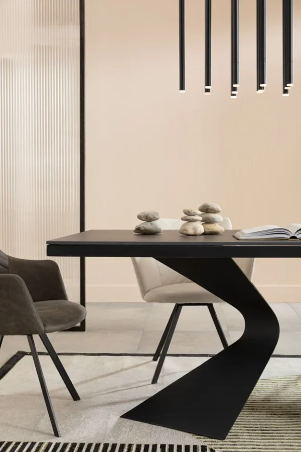 KARE DESIGN Gloria Black Ceramic spisebord, rektangulr - sort mineralmarmor og sort stl (200x100)
