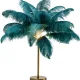 KARE DESIGN Feather Palm bordlampe - grn strudsefjer og messing stl