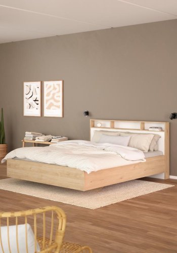 TVILUM Ikast Bett 140x190, Jackson Hickory / Wei�, 149,8 x 206 x 96,8 cm