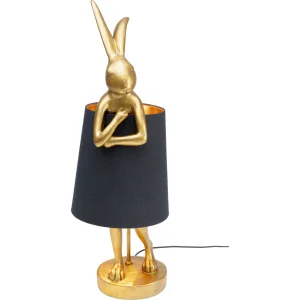 KARE DESIGN Animal Rabbit bordslampa - svart linne och guld polyresin/stl