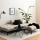 ACT NORDIC Caix sovesofa, m click & clack, delt ryggsttte, smmer - beige stoff og sort stl (198x95)