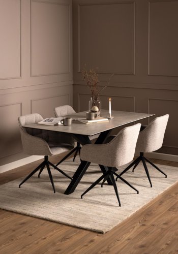 ACT NORDIC Brooke spisebordsstol, m armlener, svingfunksjon, sm - beige stoff og sort stl