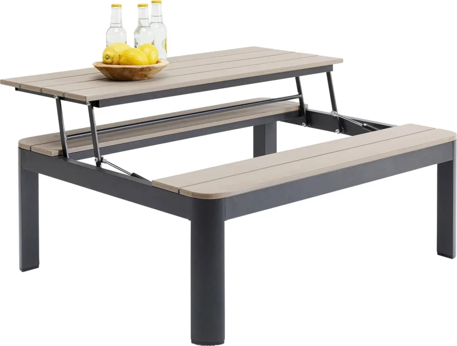 KARE DESIGN Happy Day multifunktionelt havebord/bord med bnk - polywood og aluminium (90x71)