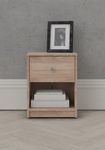 TVILUM May Nachttisch, mit 1 Fach und 1 Schublade - Naturfolie und Kunststoff (37,9x30,1)