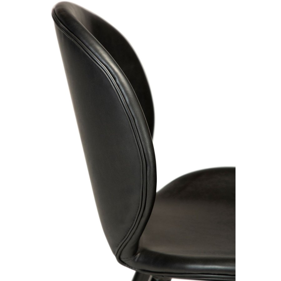 DAN-FORM Cloud Barstol, med Ryggstöd och Fotstöd - Vintage Svart Konstläder och Svart Stl