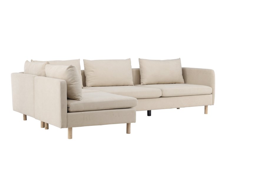 VENTURE DESIGN Zero hjrnesofa - beige polyester og naturgummitre
