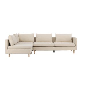 VENTURE DESIGN Zero hjrnesofa - beige polyester og natur gummitr