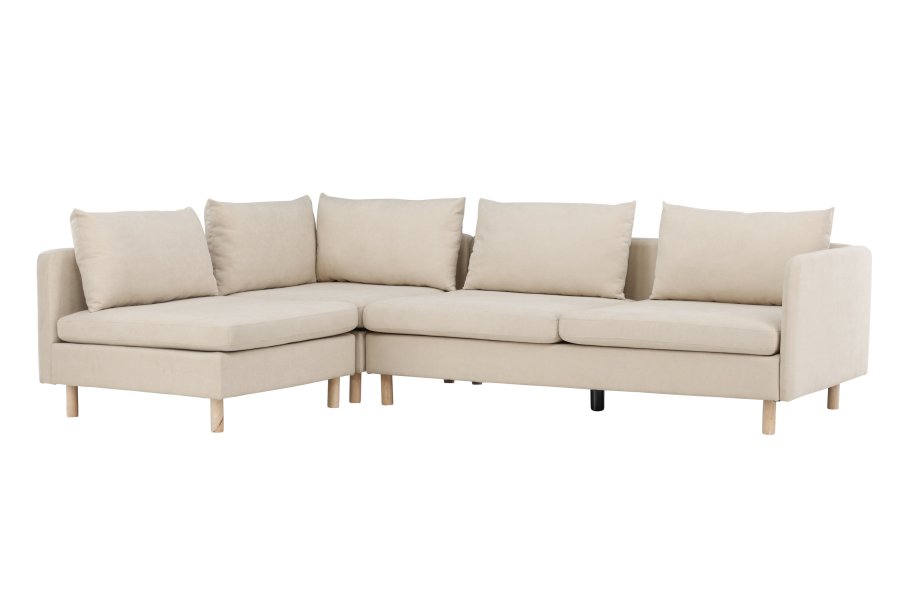 VENTURE DESIGN Zero hjrnesofa - beige polyester og naturgummitre