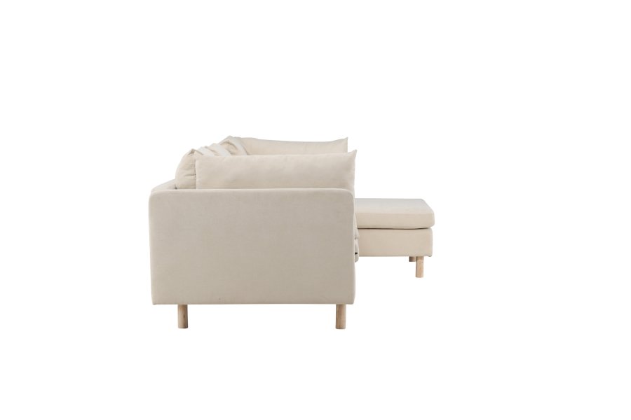 VENTURE DESIGN Zero 3 pers. sofa, m. sjeselong - beige polyester og naturgummitre
