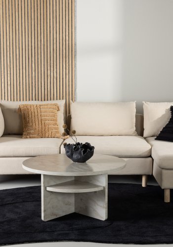 VENTURE DESIGN Zero 3 pers. sofa, m. sjeselong - beige polyester og naturgummitre