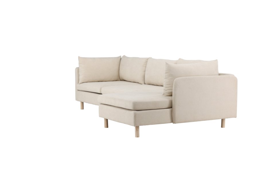 VENTURE DESIGN Zero 3 pers. sofa, m. sjeselong - beige polyester og naturgummitre