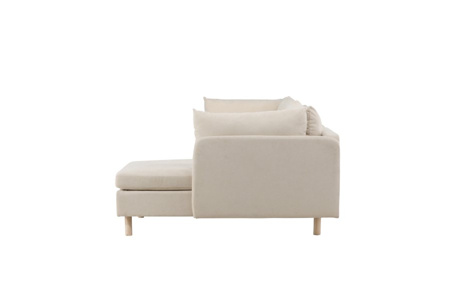 VENTURE DESIGN Zero 3 pers. sofa, m. sjeselong - beige polyester og naturgummitre