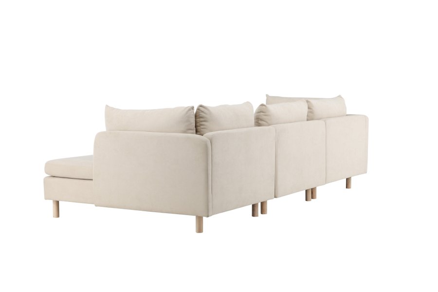 VENTURE DESIGN Zero 3 pers. sofa, m. sjeselong - beige polyester og naturgummitre