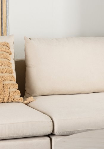 VENTURE DESIGN Zero 3 pers. sofa, m. sjeselong - beige polyester og naturgummitre