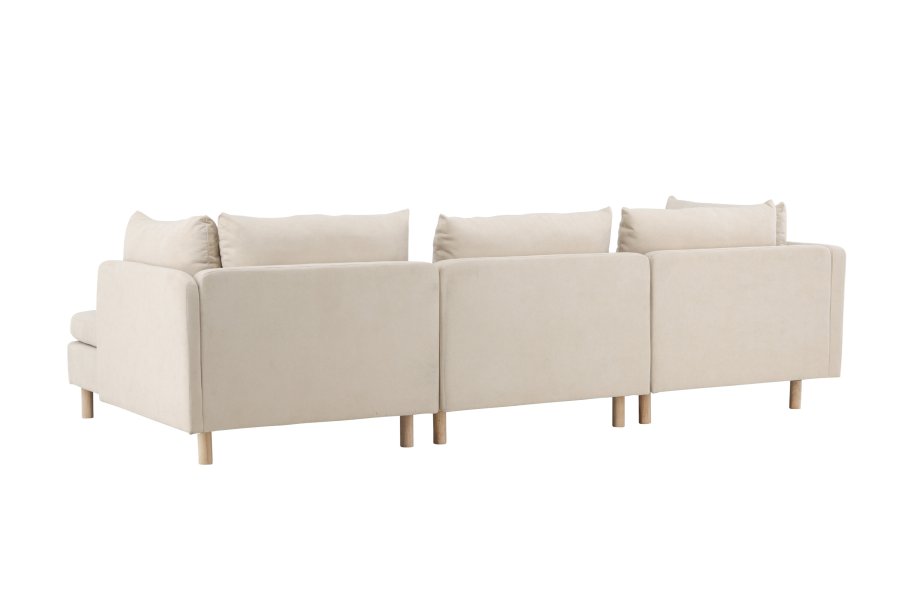 VENTURE DESIGN Zero 3 pers. sofa, m. sjeselong - beige polyester og naturgummitre