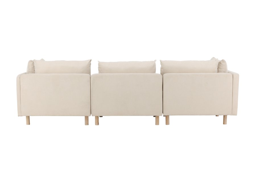 VENTURE DESIGN Zero 3 pers. sofa, m. sjeselong - beige polyester og naturgummitre
