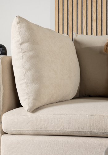 VENTURE DESIGN Zero 3 pers. sofa, m. sjeselong - beige polyester og naturgummitre