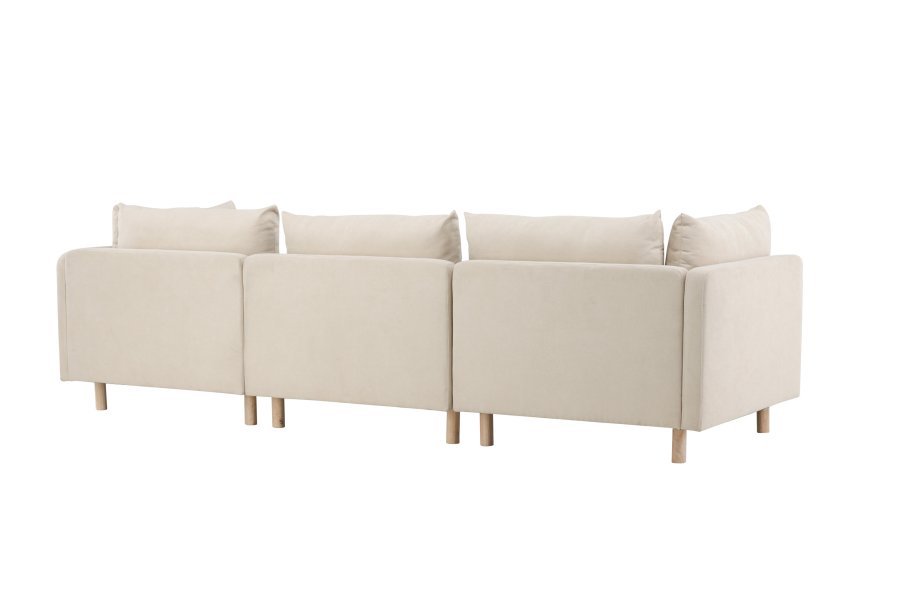 VENTURE DESIGN Zero 3 pers. sofa, m. sjeselong - beige polyester og naturgummitre