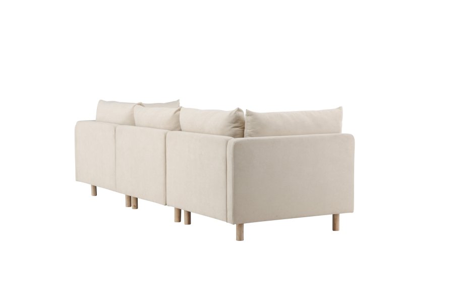 VENTURE DESIGN Zero 3 pers. sofa, m. sjeselong - beige polyester og naturgummitre