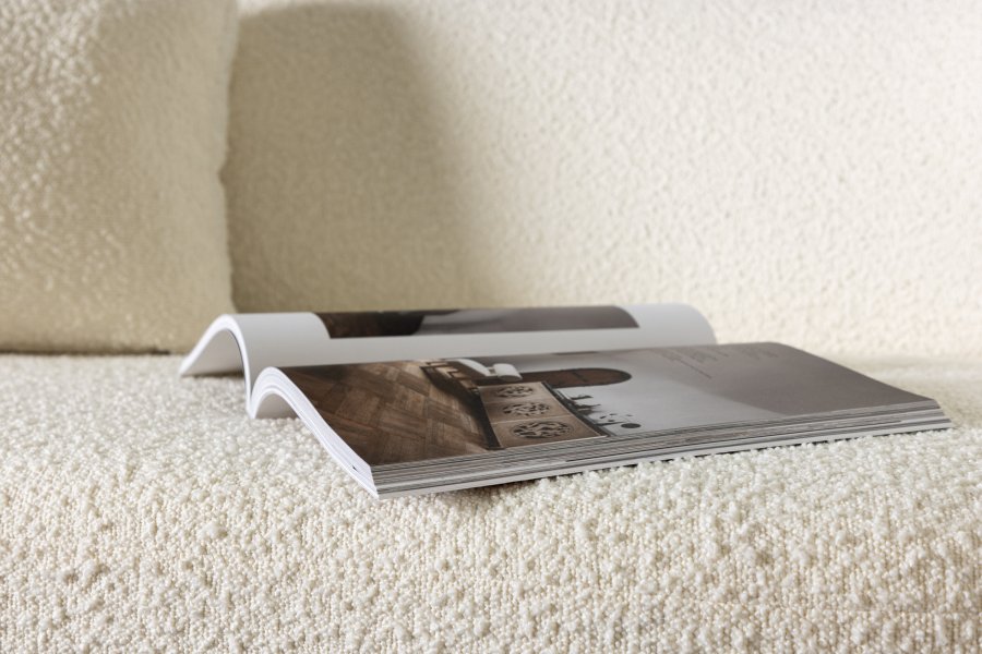 VENTURE DESIGN Luna 3 pers. sofa - hvitt boucléstoff og svart metall