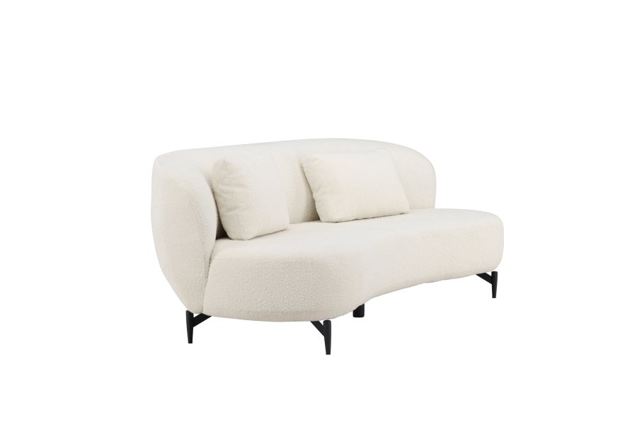 VENTURE DESIGN Luna 3 pers. sofa - hvitt boucléstoff og svart metall