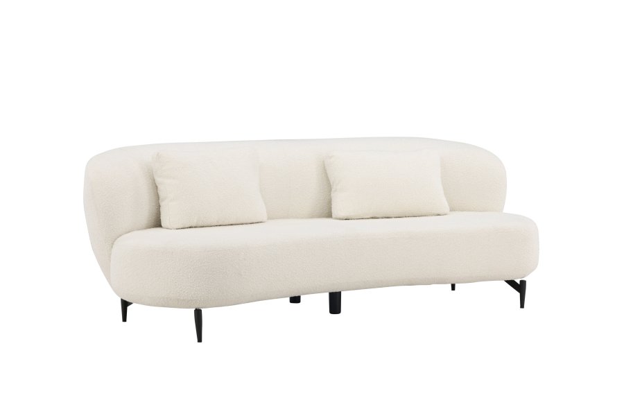 VENTURE DESIGN Luna 3 pers. sofa - hvitt boucléstoff og svart metall