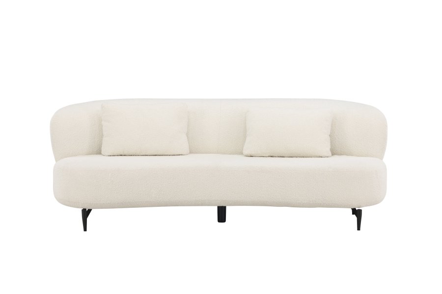 VENTURE DESIGN Luna 3 pers. sofa - hvitt boucléstoff og svart metall