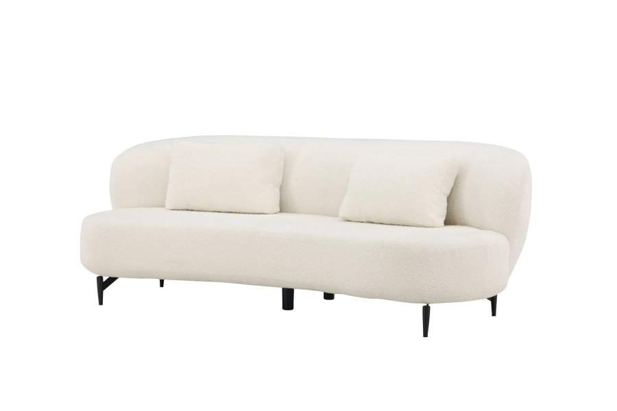 VENTURE DESIGN Luna 3 pers. sofa - hvitt boucléstoff og svart metall