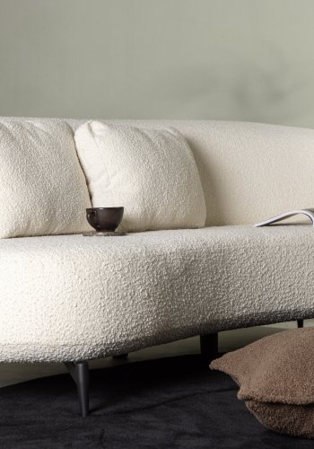 VENTURE DESIGN Luna 3 pers. sofa - hvitt boucléstoff og svart metall