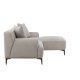 VENTURE DESIGN Viskan sofa, m. sjeselong - lys gr polyester og matt sort metall