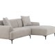 VENTURE DESIGN Viskan sofa, m. sjeselong - lys gr polyester og matt sort metall