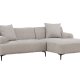 VENTURE DESIGN Viskan sofa, m. sjeselong - lys gr polyester og matt sort metall