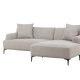 VENTURE DESIGN Viskan sofa, m. sjeselong - lys gr polyester og matt sort metall